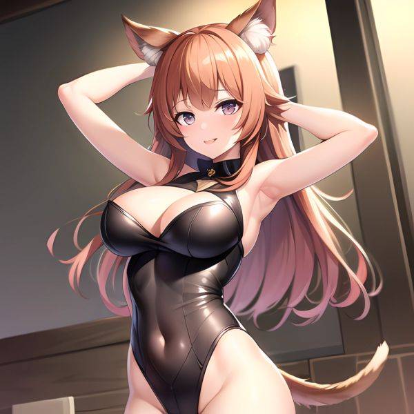 1girl Absurdres Animal Ear Fluff Animal Ears Arknights Arms Behind Head Chest Armor Covered Navel Gravel Arknights Highleg Highl, 3431053520 - AIHentai - aihentai.co on pornintellect.com