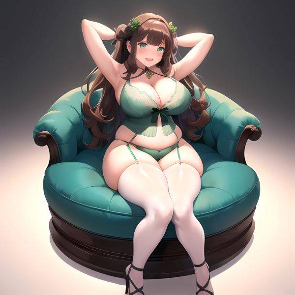 Smiling Open Mouth Sexy Naughty Green Eyes Lingerie Big Ass Very Thick Obese 1 4 Sitting Down Absurdres Blush 1, 397749480 - AIHentai - aihentai.co on pornintellect.com