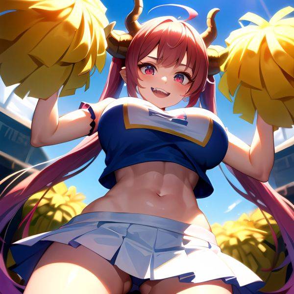 1girl Absurdres White Skirt Whitefrok Breasts Cheerleader Dragon Girl Dragon Horns Highres Holding Holding Pom Poms Horns Huge B, 1366099049 - AIHentai - aihentai.co on pornintellect.com