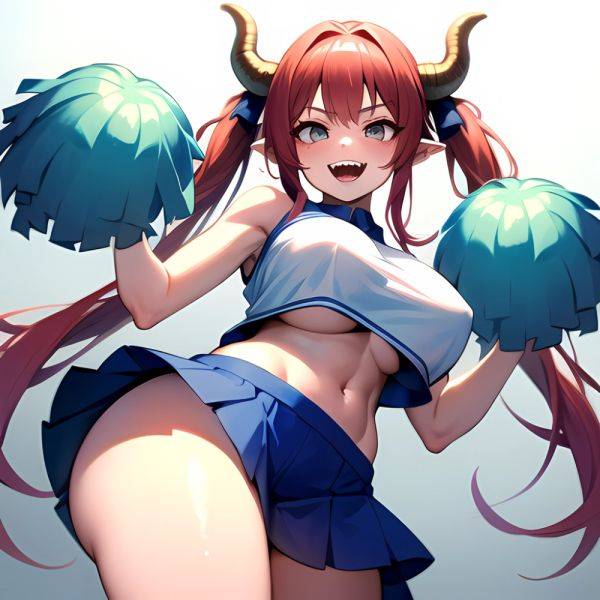 1girl Absurdres Blue Skirt Bluefrok Breasts Cheerleader Dragon Girl Dragon Horns Highres Holding Holding Pom Poms Horns Huge Bre, 1534640140 - AIHentai - aihentai.co on pornintellect.com