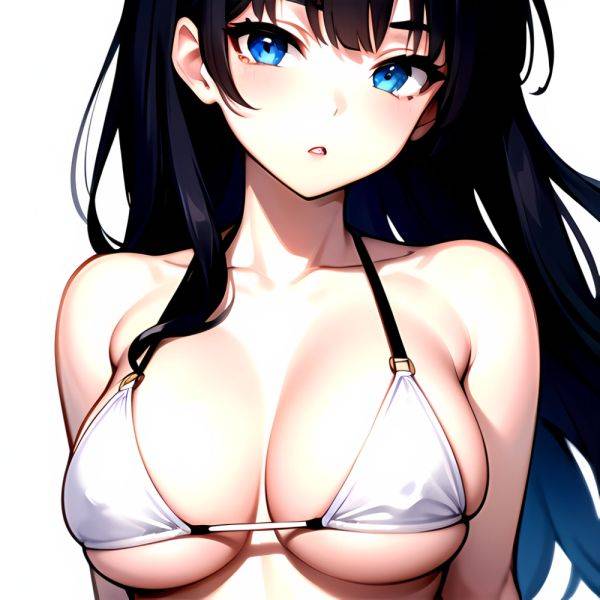 1girl O Absurdres Bikini White Bikini Black Hair Blue Eyes Breasts Cleavage Collarbone Commentary Request Highres Large Breasts, 1527451384 - AIHentai - aihentai.co on pornintellect.com