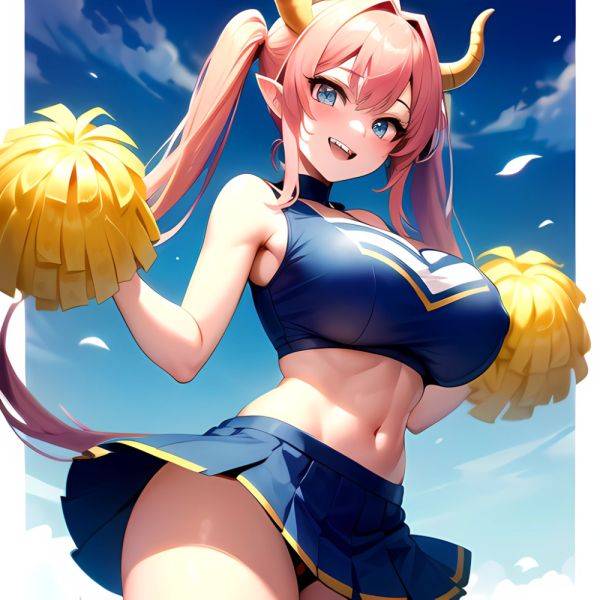 1girl Absurdres Blue Skirt Bluefrok Breasts Cheerleader Dragon Girl Dragon Horns Highres Holding Holding Pom Poms Horns Huge Bre, 1707912845 - AIHentai - aihentai.co on pornintellect.com