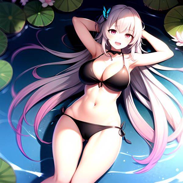 1girl D Bare Arms Bare Shoulders Bikini Black Bikini Breasts Bug Butterfly Butterfly Hair Ornament Choker Cleavage Feet Out Of, 3335714534 - AIHentai - aihentai.co on pornintellect.com