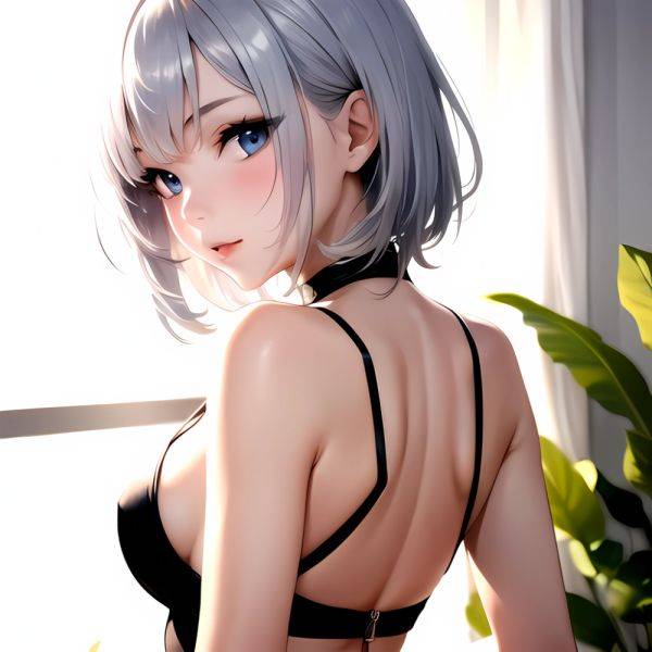 1girl Sexy Blue Eyes Silver Hair Arms Behind Back Facing The Camera Looking At The Camera, 4034025667 - AIHentai - aihentai.co on pornintellect.com