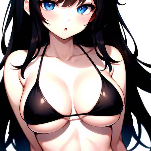 1girl O Absurdres Bikini Black Bikini Black Hair Blue Eyes Breasts Cleavage Collarbone Commentary Request Highres Large Breasts, 3700923717 - AIHentai - aihentai.co on pornintellect.com