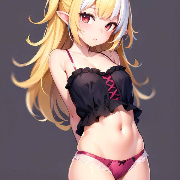 1girl Blonde Hair Frilled Panties Frills Highres Hip Bones Looking At Viewer Makaino Ririmu Multicolored Hair Navel Nijisanji No, 2665608670 - AIHentai - aihentai.co on pornintellect.com