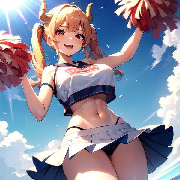 1girl Absurdres White Skirt Whitefrok Breasts Cheerleader Dragon Girl Dragon Horns Highres Holding Holding Pom Poms Horns Huge B, 692388013 - AIHentai - aihentai.co on pornintellect.com