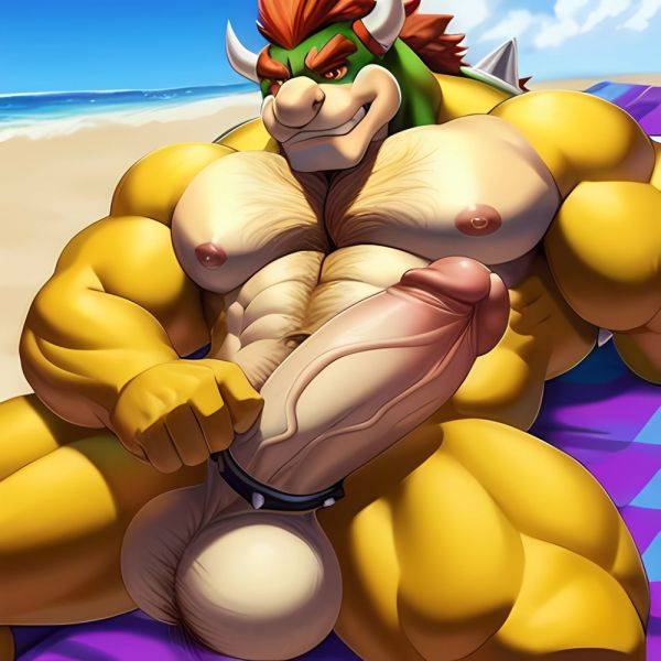 Bowser Laying On The Beach Yellow Skin Laying On A Towel Nude Beach Big Balls Big Penis Nipples Veins Muscles, 532698874 - AIHentai - aihentai.co on pornintellect.com