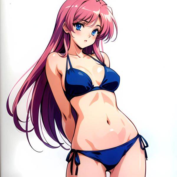 1990s Style 1girl Arms Behind Back 1 4 Bikini Blue Bikini Blue Eyes Cowboy Shot Kokura Masashi Long Hair Looking, 2433619609 - AIHentai - aihentai.co on pornintellect.com