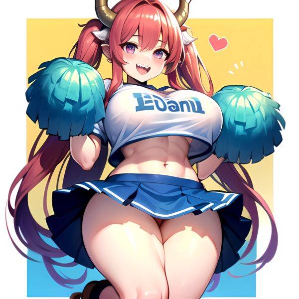 1girl Absurdres Blue Skirt Bluefrok Breasts Cheerleader Dragon Girl Dragon Horns Highres Holding Holding Pom Poms Horns Huge Bre, 1439505506 - AIHentai - aihentai.co on pornintellect.com