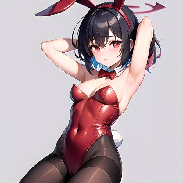 1girl Solo Animal Ears Armpits Black Hair Black Pantyhose Blue Archive Bow Bowtie Cat Ears Colored Inner Hair Coma Light825, 3859372676 - AIHentai - aihentai.co on pornintellect.com