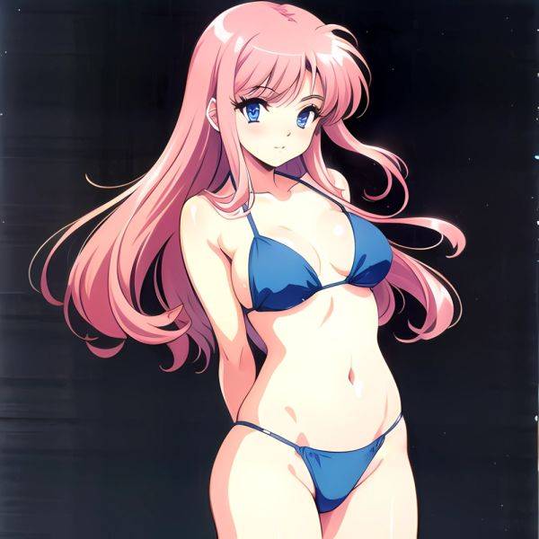 1990s Style 1girl Arms Behind Back 1 4 Bikini Blue Bikini Blue Eyes Cowboy Shot Kokura Masashi Long Hair Looking, 1469249183 - AIHentai - aihentai.co on pornintellect.com