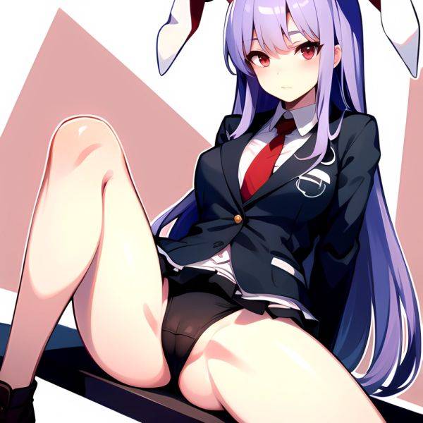 Ai Assisted Breasts Highres Medium Breasts Red Eyes Reisen Udongein Inaba Sitting Spread Legs Touhou Arms Behind Back White Outl, 1665044702 - AIHentai - aihentai.co on pornintellect.com