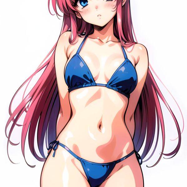 1990s Style 1girl Arms Behind Back 1 4 Bikini Blue Bikini Blue Eyes Cowboy Shot Kokura Masashi Long Hair Looking, 2657985764 - AIHentai - aihentai.co on pornintellect.com