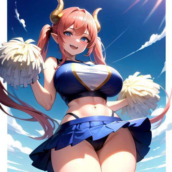 1girl Absurdres Blue Skirt Bluefrok Breasts Cheerleader Dragon Girl Dragon Horns Highres Holding Holding Pom Poms Horns Huge Bre, 2579927541 - AIHentai - aihentai.co on pornintellect.com