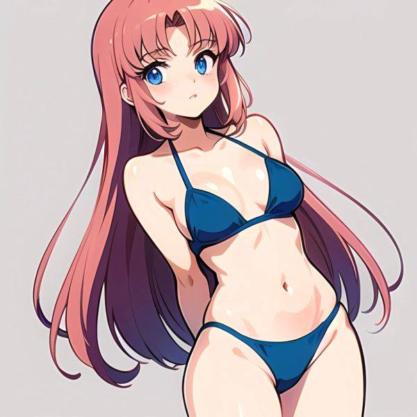 1990s Style 1girl Arms Behind Back 1 4 Bikini Blue Bikini Blue Eyes Cowboy Shot Kokura Masashi Long Hair Looking, 3823129795 - AIHentai - aihentai.co on pornintellect.com