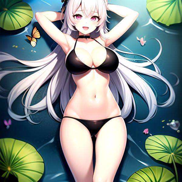1girl D Bare Arms Bare Shoulders Bikini Black Bikini Breasts Bug Butterfly Butterfly Hair Ornament Choker Cleavage Feet Out Of, 807381122 - AIHentai - aihentai.co on pornintellect.com