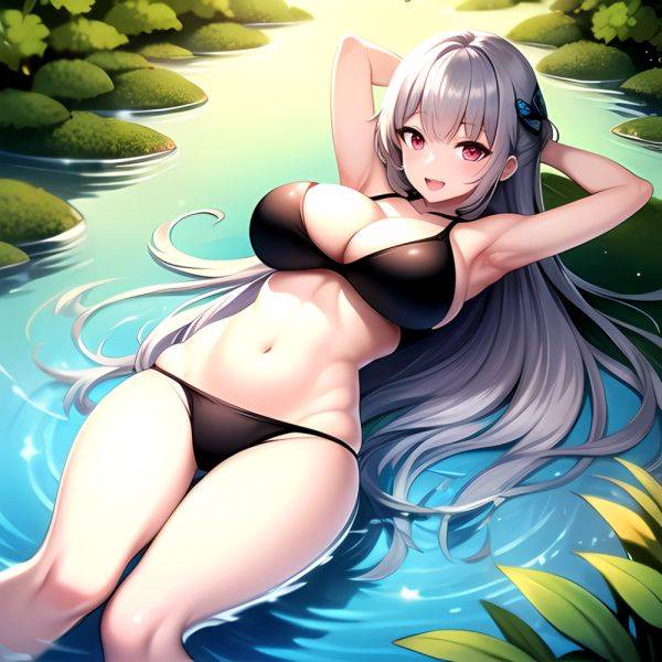 1girl D Bare Arms Bare Shoulders Bikini Black Bikini Breasts Bug Butterfly Butterfly Hair Ornament Choker Cleavage Feet Out Of, 1056079245 - AIHentai - aihentai.co on pornintellect.com