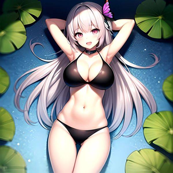 1girl D Bare Arms Bare Shoulders Bikini Black Bikini Breasts Bug Butterfly Butterfly Hair Ornament Choker Cleavage Feet Out Of, 1655189378 - AIHentai - aihentai.co on pornintellect.com