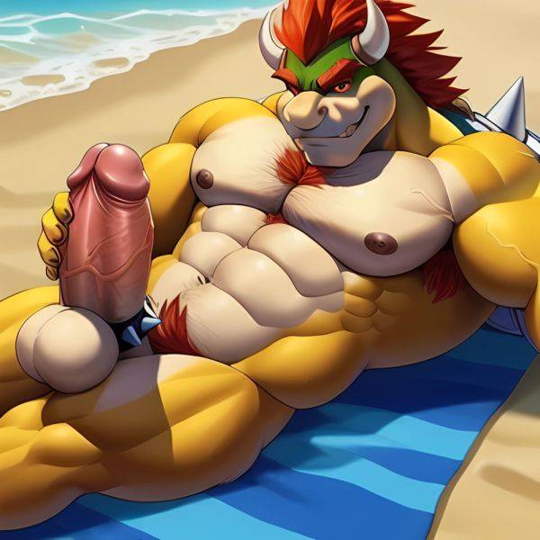 Bowser Laying On The Beach Yellow Skin Laying On A Towel Nude Beach Big Balls Big Penis Nipples Veins Muscles, 2684732459 - AIHentai - aihentai.co on pornintellect.com