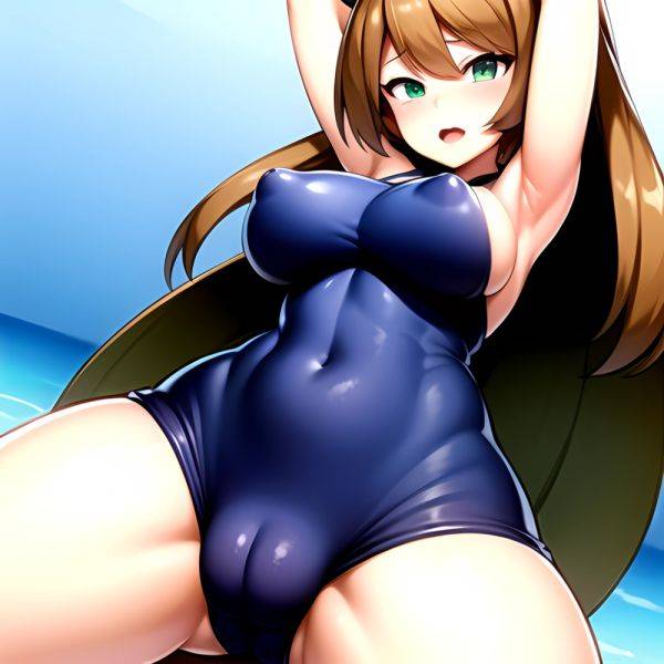 1girl Armpits Back Bare Legs Bikini Blush Breasts Covered Navel Cowboy Shot Creatures Company Female Focus Game Freak Green Eyes, 4213601718 - AIHentai - aihentai.co on pornintellect.com