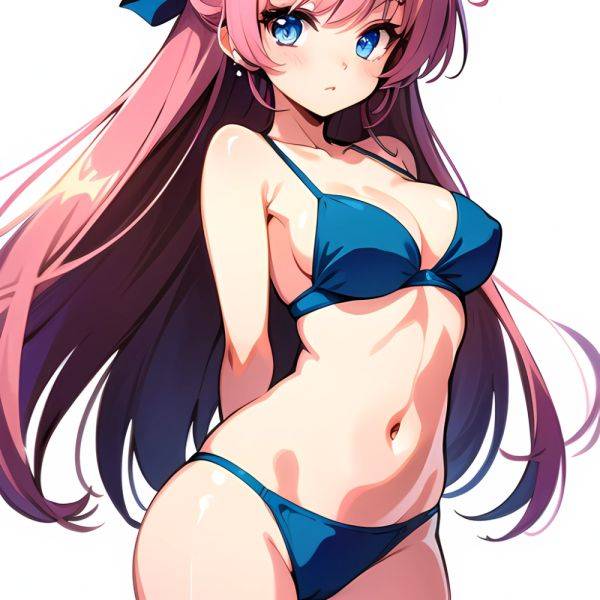 1990s Style 1girl Arms Behind Back 1 4 Bikini Blue Bikini Blue Eyes Cowboy Shot Kokura Masashi Long Hair Looking, 592379293 - AIHentai - aihentai.co on pornintellect.com