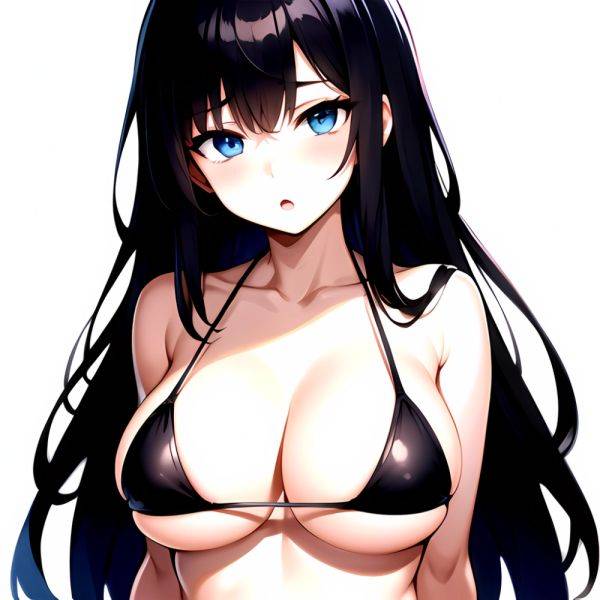 1girl O Absurdres Bikini Black Bikini Black Hair Blue Eyes Breasts Cleavage Collarbone Commentary Request Highres Large Breasts, 2741493254 - AIHentai - aihentai.co on pornintellect.com