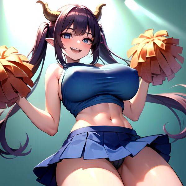 1girl Absurdres Blue Skirt Bluefrok Breasts Cheerleader Dragon Girl Dragon Horns Highres Holding Holding Pom Poms Horns Huge Bre, 2297757845 - AIHentai - aihentai.co on pornintellect.com