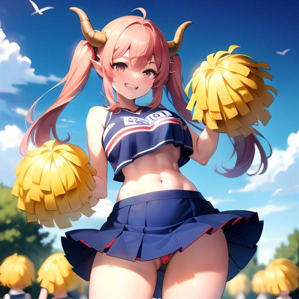 1girl Absurdres Blue Skirt Bluefrok Breasts Cheerleader Dragon Girl Dragon Horns Highres Holding Holding Pom Poms Horns Huge Bre, 2675951540 - AIHentai - aihentai.co on pornintellect.com