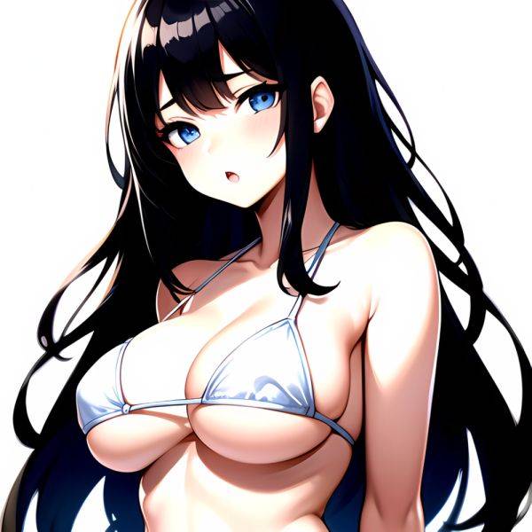 1girl O Absurdres Bikini White Bikini Black Hair Blue Eyes Breasts Cleavage Collarbone Commentary Request Highres Large Breasts, 2623621970 - AIHentai - aihentai.co on pornintellect.com