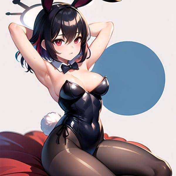 1girl Solo Animal Ears Armpits Black Hair Black Pantyhose Blue Archive Bow Bowtie Cat Ears Colored Inner Hair Coma Light825, 369821667 - AIHentai - aihentai.co on pornintellect.com