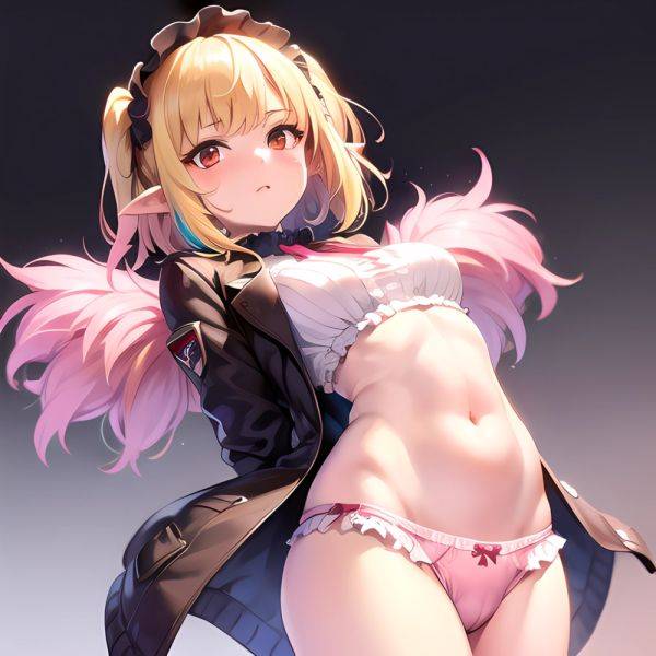 1girl Blonde Hair Frilled Panties Frills Highres Hip Bones Looking At Viewer Makaino Ririmu Multicolored Hair Navel Nijisanji No, 380336820 - AIHentai - aihentai.co on pornintellect.com