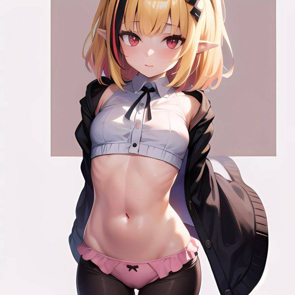 1girl Blonde Hair Frilled Panties Frills Highres Hip Bones Looking At Viewer Makaino Ririmu Multicolored Hair Navel Nijisanji No, 1149922339 - AIHentai - aihentai.co on pornintellect.com
