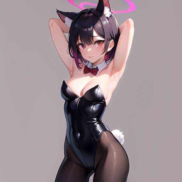 1girl Solo Animal Ears Armpits Black Hair Black Pantyhose Blue Archive Bow Bowtie Cat Ears Colored Inner Hair Coma Light825, 398762594 - AIHentai - aihentai.co on pornintellect.com