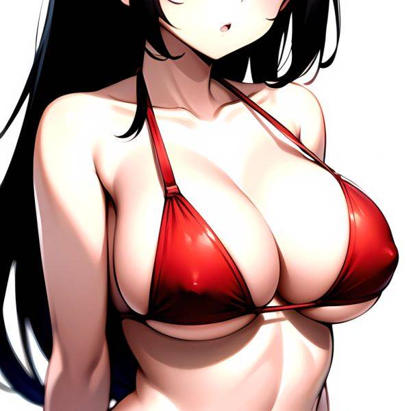 1girl O Absurdres Bikini Red Bikini Black Hair Blue Eyes Breasts Cleavage Collarbone Commentary Request Highres Large Breasts Lo, 1622687648 - AIHentai - aihentai.co on pornintellect.com