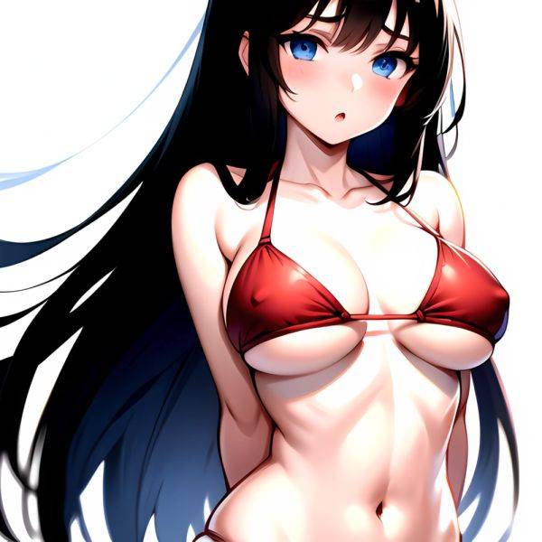 1girl O Absurdres Bikini Red Bikini Black Hair Blue Eyes Breasts Cleavage Collarbone Commentary Request Highres Large Breasts Lo, 1043081310 - AIHentai - aihentai.co on pornintellect.com