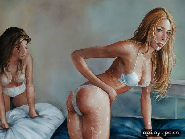 Ultra realistic, shy, white underwear, sweaty body, skinny, see through - spicy.porn on pornintellect.com