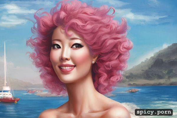 Centered, curly hair, pastel colors, yacht, 80s, japanese lady - spicy.porn - Japan on pornintellect.com