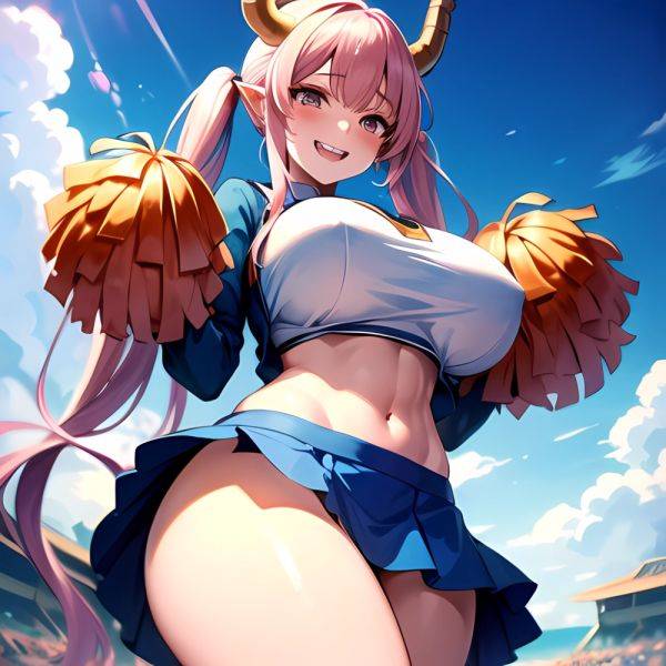 1girl Absurdres Blue Skirt Bluefrok Breasts Cheerleader Dragon Girl Dragon Horns Highres Holding Holding Pom Poms Horns Huge Bre, 3354901784 - AIHentai - aihentai.co on pornintellect.com