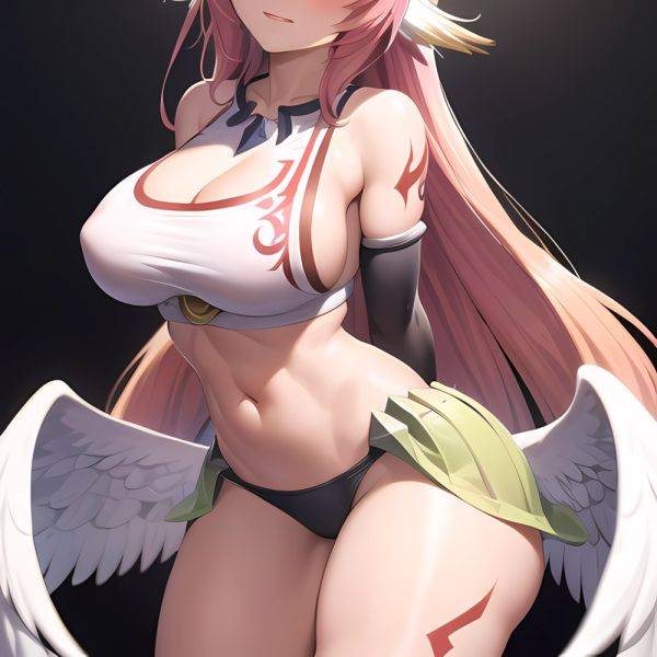 Jibril Anime Absurdres Long Hair Pink Hair Halo Large Breasts Tattoo Cleavage 1girl Sideboob Midriff Asymmetrical Legwear Mismat, 1797677518 - AIHentai - aihentai.co on pornintellect.com