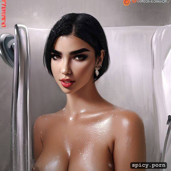 Dua lipa, short straight black hair, shower, fit body, 18 years old - spicy.porn on pornintellect.com