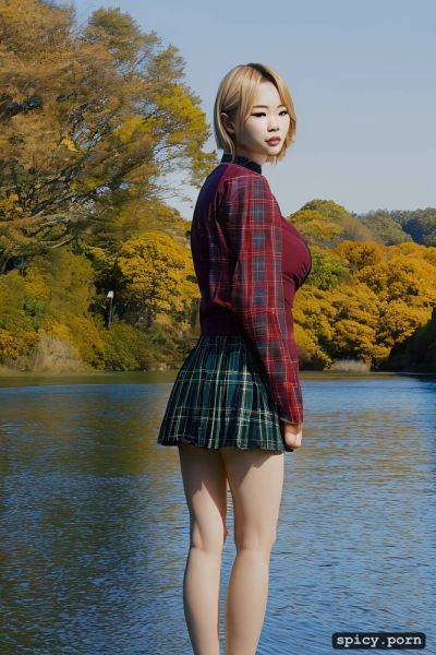 Gorgeous face, hot body, japanese woman, full body, lake, tartan mini skirt - spicy.porn - Japan on pornintellect.com
