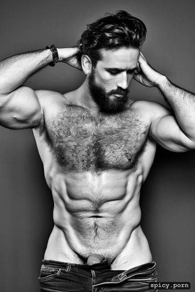 Man, highres, leather jacket, 8k, long beard, 20 yo, skinny - spicy.porn on pornintellect.com