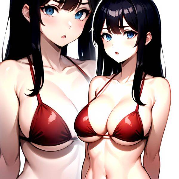 1girl O Absurdres Bikini Red Bikini Black Hair Blue Eyes Breasts Cleavage Collarbone Commentary Request Highres Large Breasts Lo, 1177257805 - AIHentai - aihentai.co on pornintellect.com