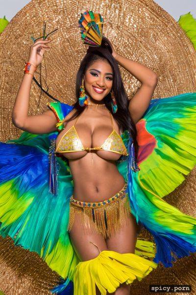Color portrait, huge natural boobs, 19 yo beautiful performing brazilian carnival dancer - spicy.porn - Brazil on pornintellect.com