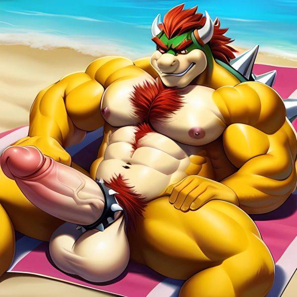 Bowser Laying On The Beach Yellow Skin Laying On A Towel Nude Beach Big Balls Big Penis Nipples Veins Muscles, 3460568022 - AIHentai - aihentai.co on pornintellect.com