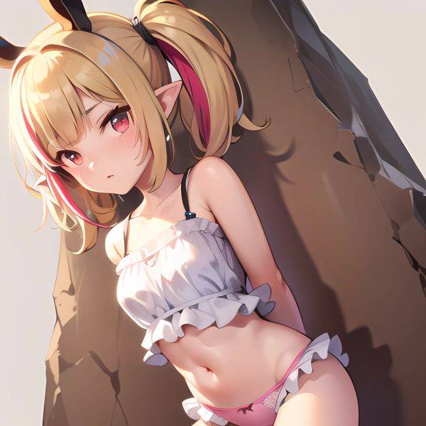 1girl Blonde Hair Frilled Panties Frills Highres Hip Bones Looking At Viewer Makaino Ririmu Multicolored Hair Navel Nijisanji No, 3151218406 - AIHentai - aihentai.co on pornintellect.com