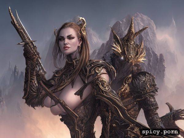 Style dark fantasy v2, wearing armor, masterpiece, 8k, wearing tattos - spicy.porn on pornintellect.com