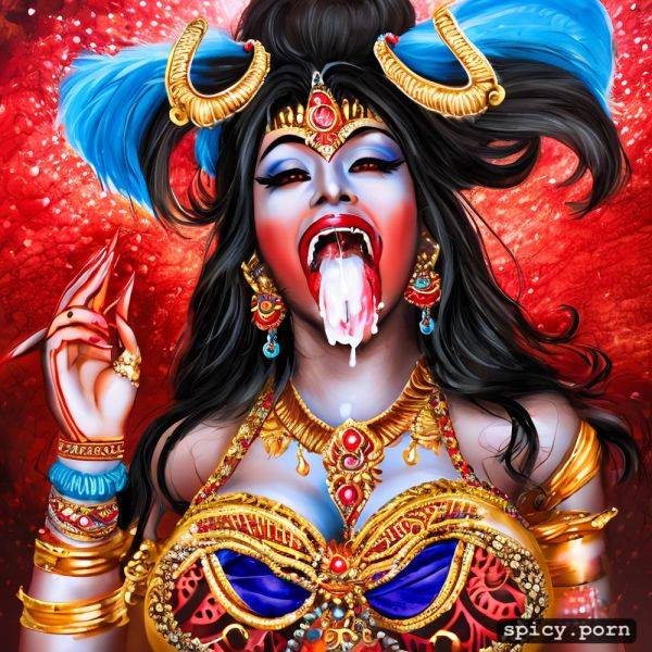 Cum on tongue, beautiful hindu goddes devi kali, 4 arm, ahegao face - spicy.porn on pornintellect.com