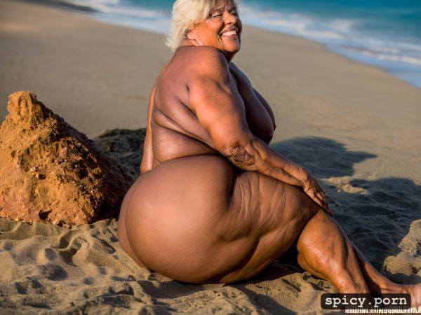 Fat leg, ultra detailed, lady 75 years old, 8k, on beach, realistic - spicy.porn on pornintellect.com